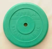 диск обрезиненный с втулкой titan profy 51 мм 15 кг. зеленый 