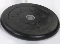 диск обрезиненный 25 кг lite weights d-51mm, с металлической втулкой rj1050 черный